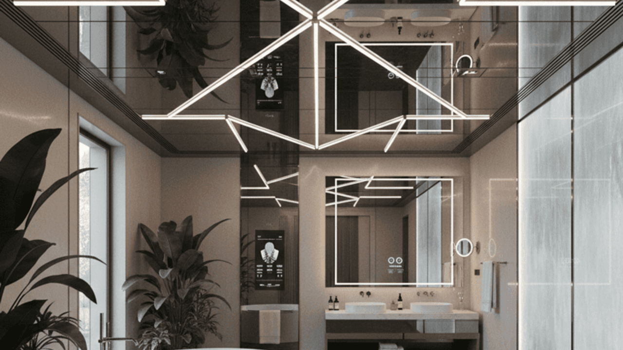 Фото Натяжные потолки в элитных ванных комнатах и спа-зонах: дизайн, материалы и технологии 2026 - 1