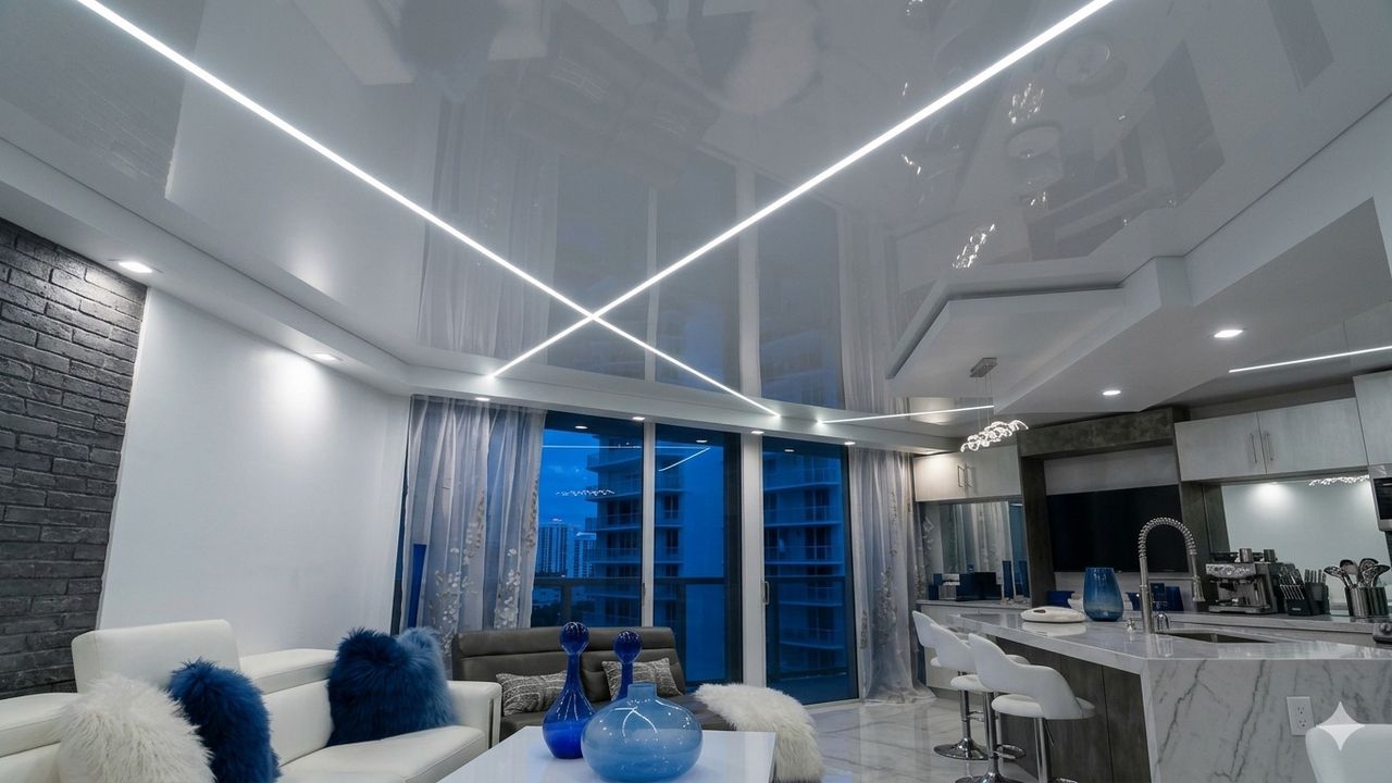 Фото Монтаж потолка на кухне 48 м2 с использованием пленки VISP L9001 (5.45) 2