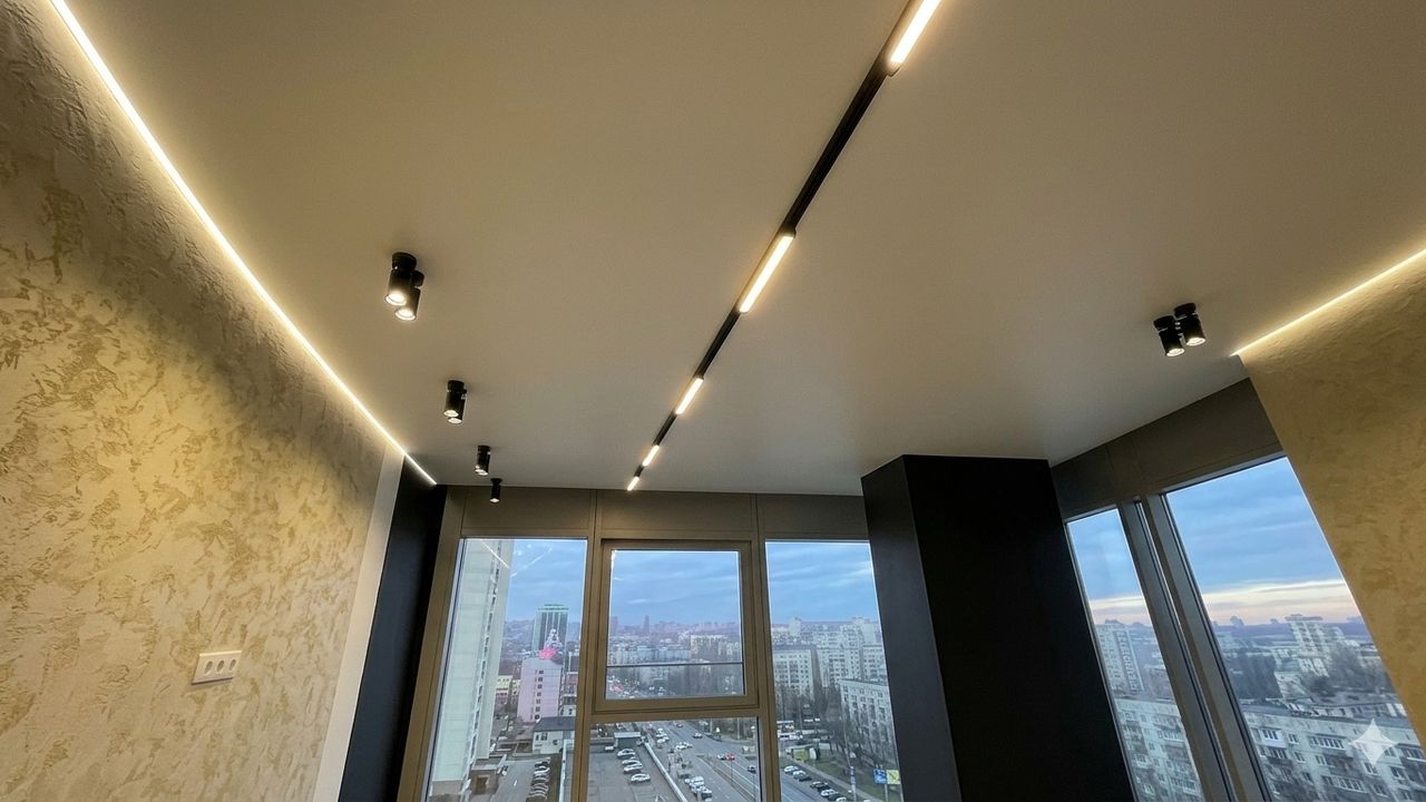 Фото Монтаж потолка с профилем VISP BLACK 241 и полотном VISP S9020 (3.25) 16 м2 в спальне 1