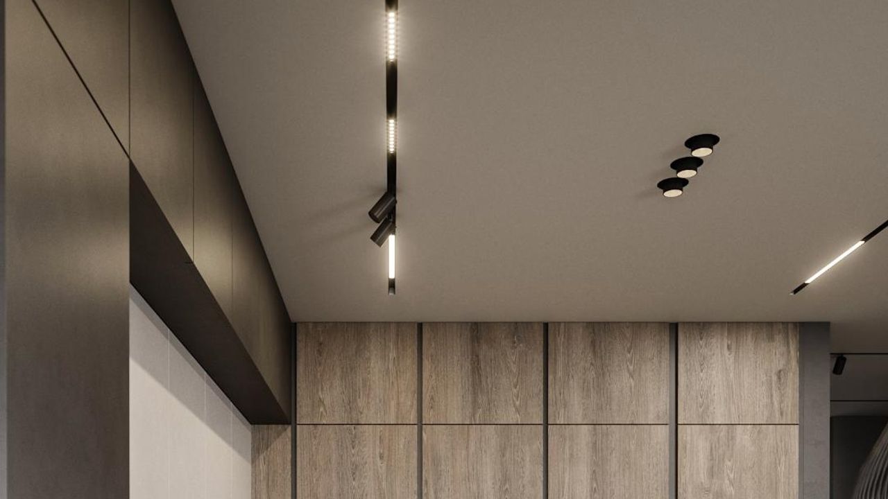 Фото Лаконичный контраст: матовый потолок в кухне с фактурой камня - 3