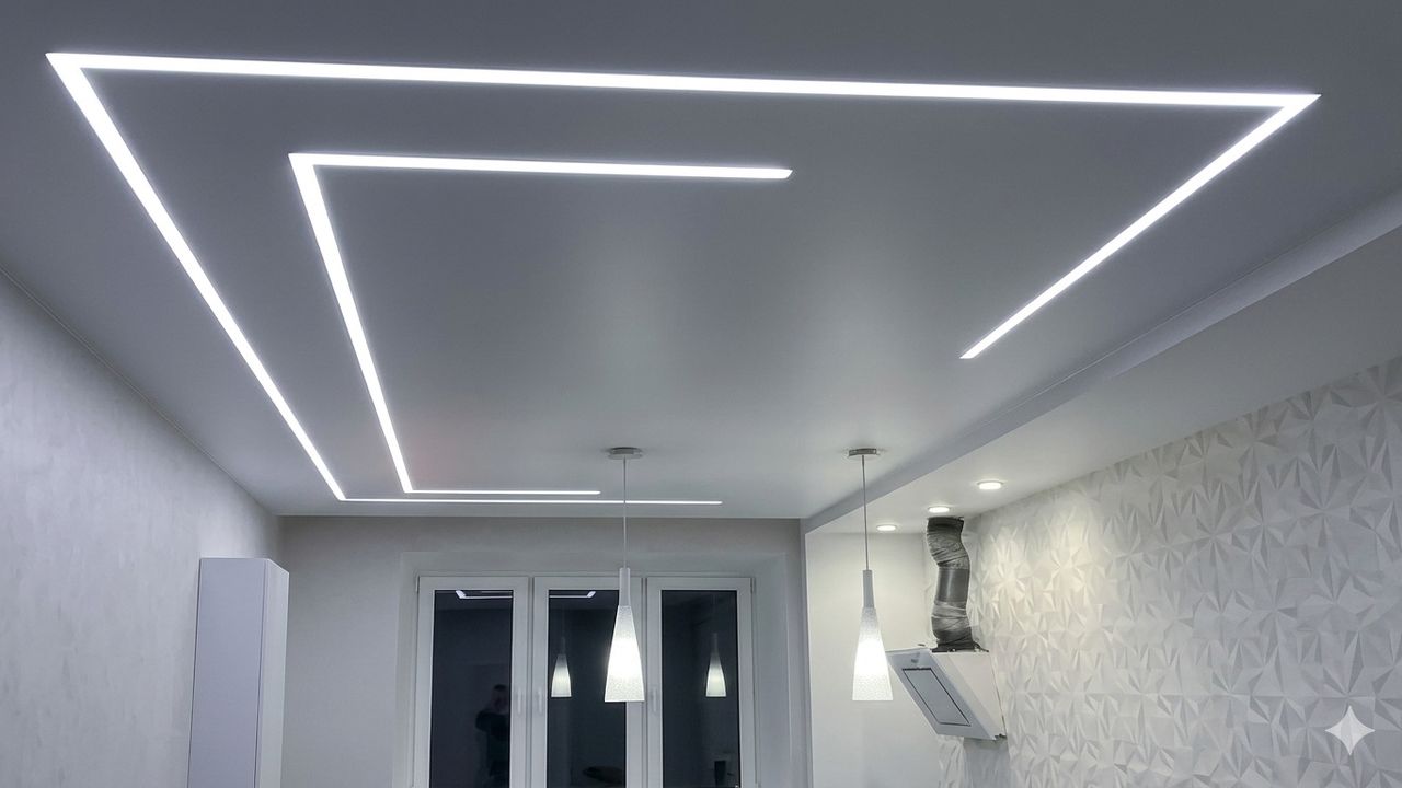 Фото Монтаж потолка на кухне 24 м2 с использованием пленки VISP M9001 (4.90) 2