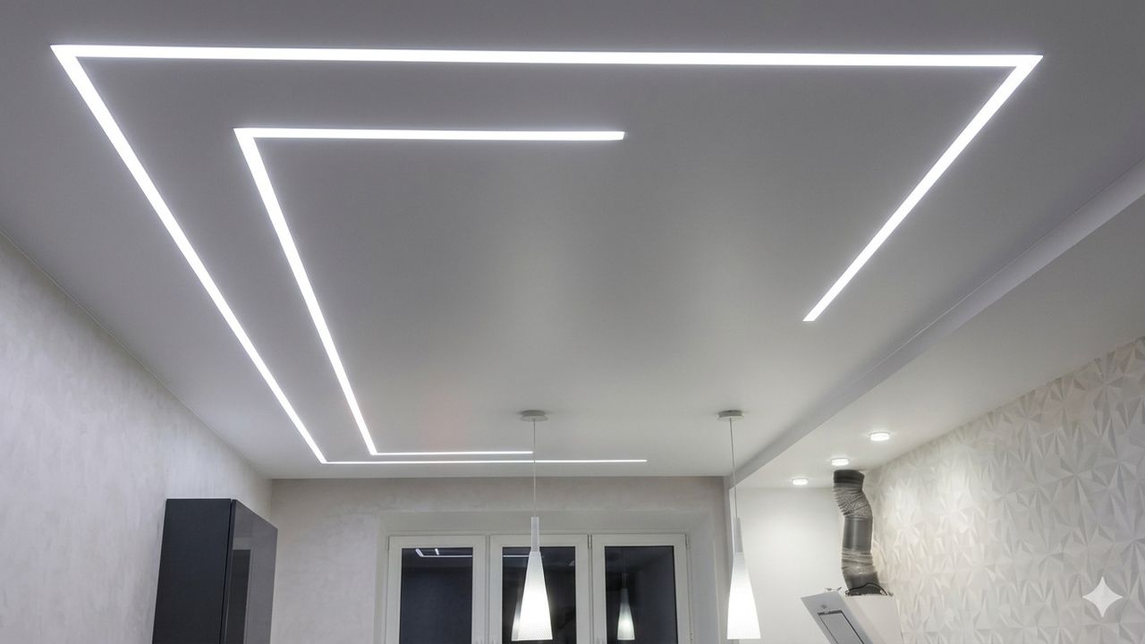 Фото Монтаж потолка на кухне 24 м2 с использованием пленки VISP M9001 (4.90) 3