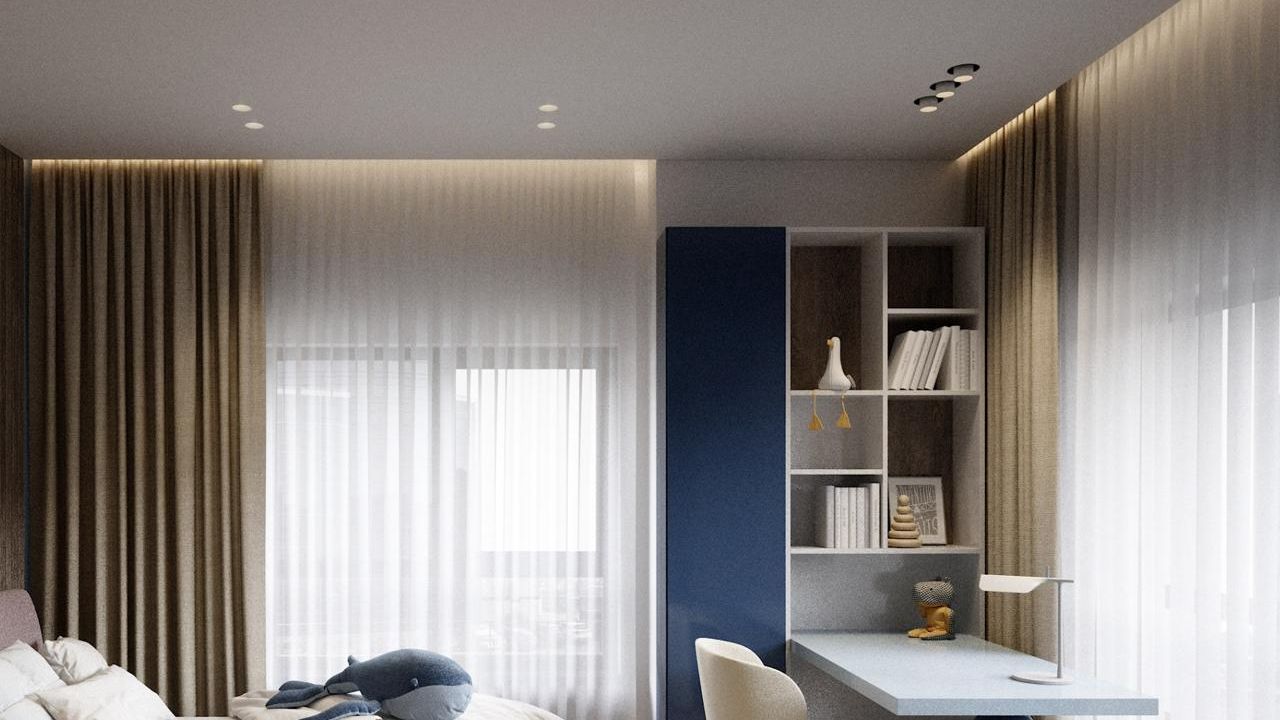 Фото Тон безмолвия: матовый потолок для светлой современной спальни - 2