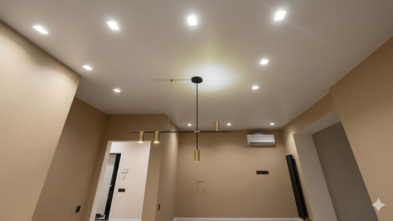 Фото Монтаж потолка с профилем VISP BLACK 241 и полотном VISP M9001 (4.35) 24 м2 в гостинной 1