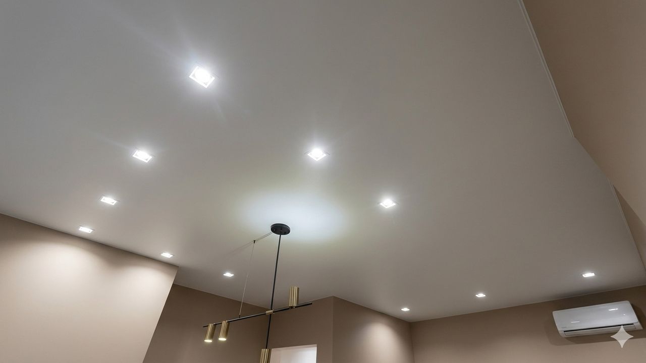 Фото Монтаж потолка с профилем VISP BLACK 241 и полотном VISP M9001 (4.35) 24 м2 в гостинной 3