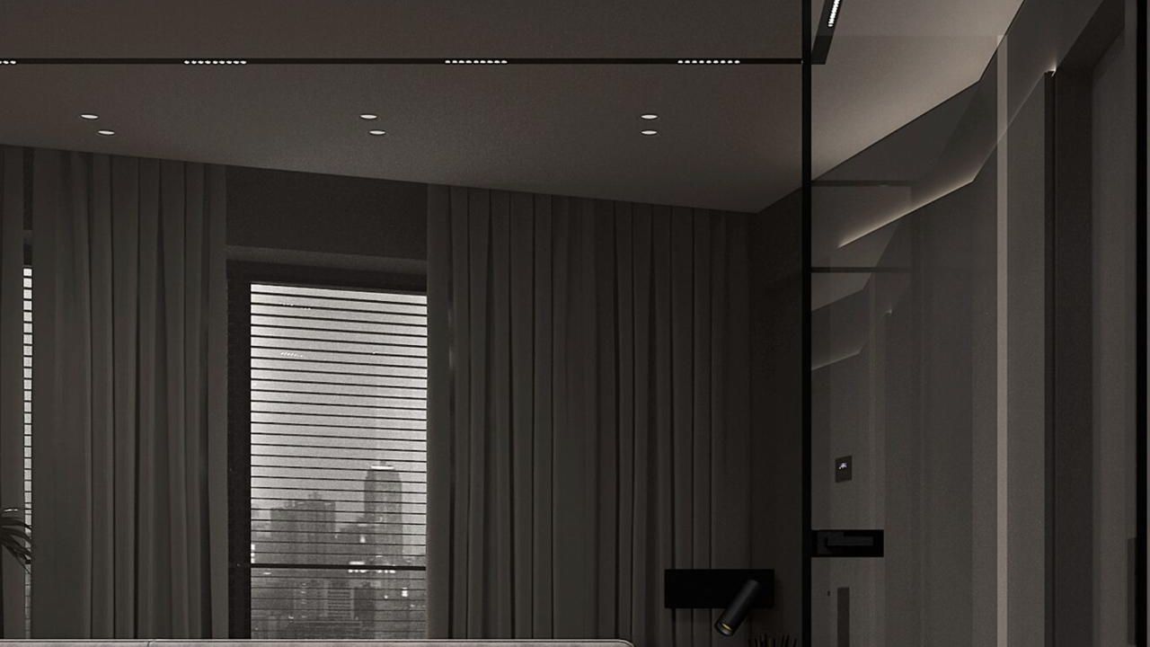 Фото Индустриальный контраст: матовый потолок в лофтовой гостиной с акцентным оранжевым - 1