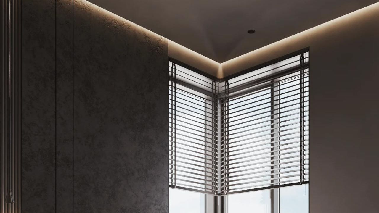 Фото Тёплая геометрия: парящий потолок в спальне с цветовым акцентом - 2