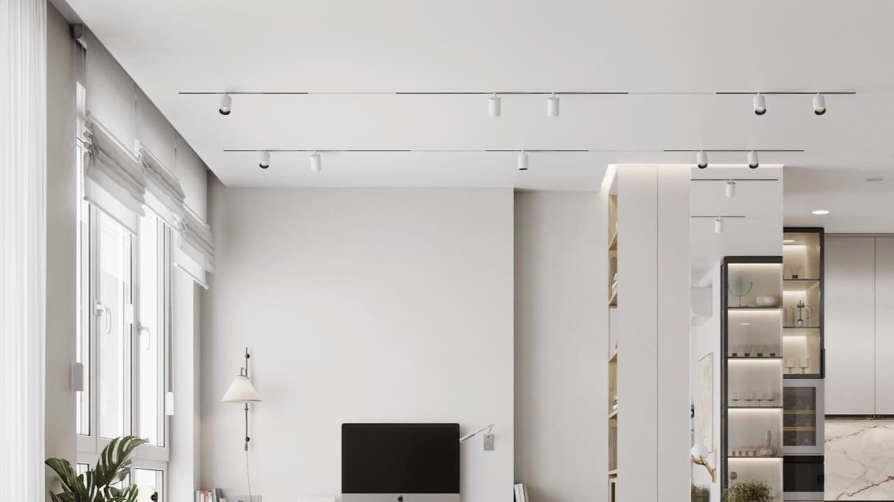 Фото Чистота линий: парящий потолок для гостиной в духе современного минимализма - 3